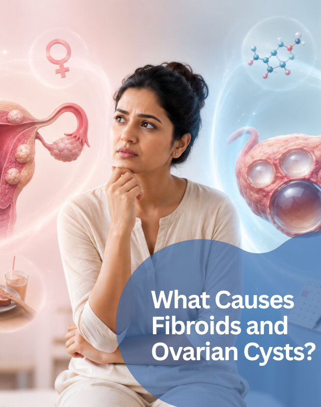 WHAT CAUSES FIBROIDS AND OVARIAN CYSTS?
