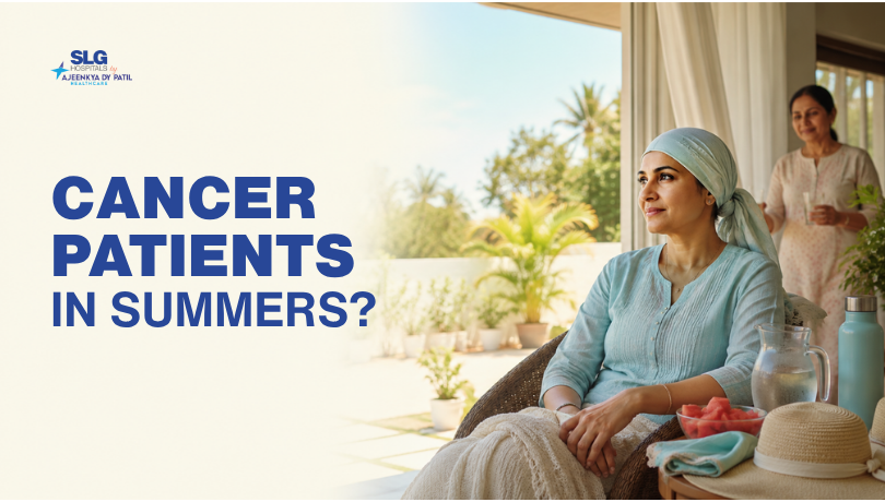 Cancer patient drinking water indoors while staying cool during summer treatment.